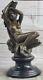Art Déco Nouveau Chair Nue Femelle Femme Véritable Bronze Sculpture'lost' Cire