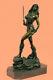 Art Déco / Nouveau Femelle Femme Amazon Warrior Bronze Sculpture Lost Cire
