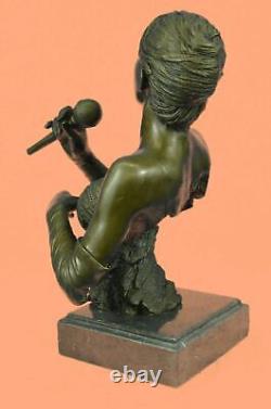 Art Déco / Nouveau Noir Africain Femme Femelle Singer Bronze Sculpture Maison
