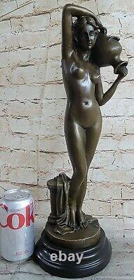Art Déco Nouveau Nymphe Femme Fille Signée Gif Bronze Sculpture Statue Figure Nr