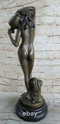Art Déco Nouveau Nymphe Femme Fille Signée Gif Bronze Sculpture Statue Figure Nr