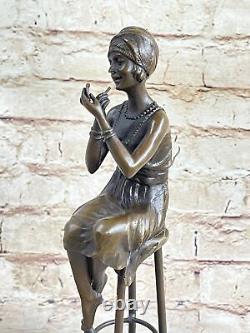 Art Déco / Nouveau Vienne Bronze Superbe 1940 Femme Assis Bronze Sculpture Solde