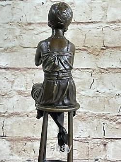 Art Déco / Nouveau Vienne Bronze Superbe 1940 Femme Assis Bronze Sculpture Solde