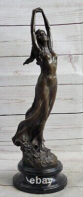 Art Nouveau 17 Élégant Bronze Statue Sculpture Danseuse Nu Femme Classic Décor