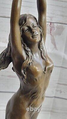 Art Nouveau 17 Élégant Bronze Statue Sculpture Danseuse Nu Femme Classic Décor