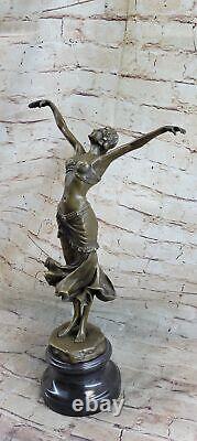 Art Nouveau 20 Élégant Bronze Statue Sculpture Dancer Nu Femme Classique