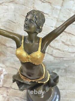 Art Nouveau 20 Élégant Bronze Statue Sculpture Danseuse Nu Femme Classic Décor