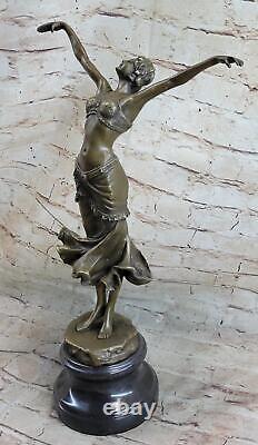 Art Nouveau 20 Élégant Bronze Statue Sculpture Danseuse Nu Femme Classique