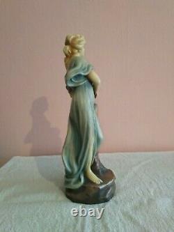 Art Nouveau Bernard Bloch Figurine Statuette Céramique femme porteuse d'eau