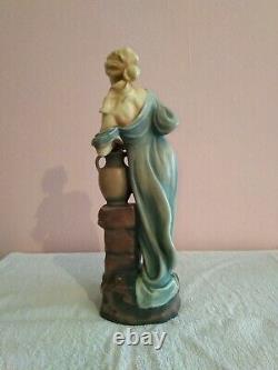 Art Nouveau Bernard Bloch Figurine Statuette Céramique femme porteuse d'eau
