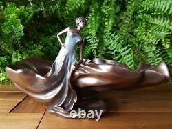 Art Nouveau Bronze Statue Dansante Femme Sculpture Déco Signée Figure