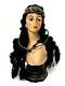Art Nouveau Buste De Mode Vers 1900 Plâtre Polychrome Jeune Femme