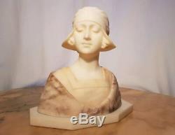 Art Nouveau Buste en Marbre ANTON NELSON 1880 1910 Femme Sculpture Statue