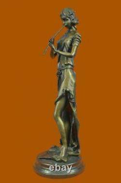 Art Nouveau Décor Femme Jouant Du Pan Musique Classique Ouvre D'Art Bronze