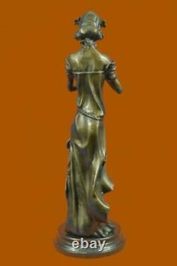 Art Nouveau Décor Femme Jouant Du Pan Musique Classique Ouvre D'Art Bronze
