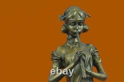 Art Nouveau Décor Femme Jouant Du Pan Musique Classique Ouvre D'Art Bronze