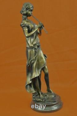 Art Nouveau Décor Femme Jouant Du Pan Musique Classique Ouvre D'Art Bronze