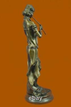 Art Nouveau Décor Femme Jouant Du Pan Musique Classique Ouvre D'Art Bronze