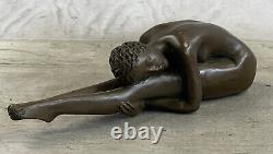 Art Nouveau Élégant Bronze Statue Sculpture Danseuse Nu Femme Classique Décor