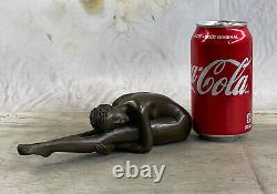 Art Nouveau Élégant Bronze Statue Sculpture Danseuse Nu Femme Classique Décor