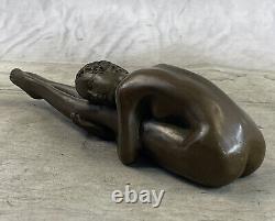 Art Nouveau Élégant Bronze Statue Sculpture Danseuse Nu Femme Classique Décor