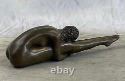 Art Nouveau Élégant Bronze Statue Sculpture Danseuse Nu Femme Classique Décor