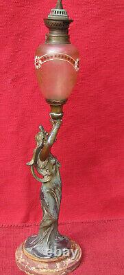 Art Nouveau Emile Bruchon Lampe Ancienne Femme Drapee