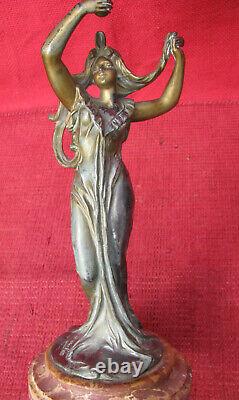 Art Nouveau Emile Bruchon Lampe Ancienne Femme Drapee