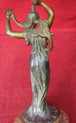 Art Nouveau Emile Bruchon Lampe Ancienne Femme Drapee