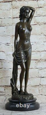 Art Nouveau Érotique Chair Ouvre Sexy Femme Prenant Bain Bronze Sculpture Bust