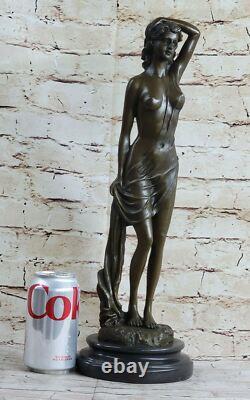 Art Nouveau Érotique Chair Ouvre Sexy Femme Prenant Bain Bronze Sculpture Bust