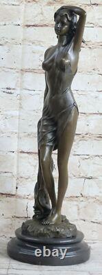 Art Nouveau Érotique Chair Ouvre Sexy Femme Prenant Bain Bronze Sculpture Bust