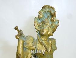 Art Nouveau Figurine Um 1900 Femme avec Le Écran