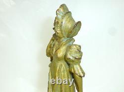 Art Nouveau Figurine Um 1900 Femme avec Le Écran