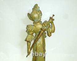 Art Nouveau Figurine Um 1900 Femme avec Le Écran