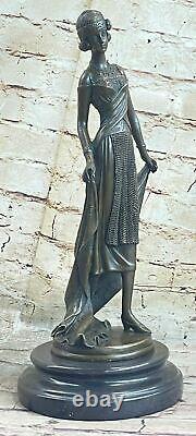 Art Nouveau Sexy Femme Porte Bijoux Très Détaillé Bronze Sculpture Décor Nr