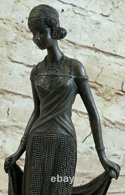 Art Nouveau Sexy Femme Porte Bijoux Très Détaillé Bronze Sculpture Décor Nr