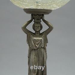 Art Nouveau Vasque à Poser Bouclés Verre Zinnfuß Avec Le Femme À 1900 de V. Min