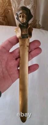Art Nouveau bronze doré coupe papier avec Boust Femme Signée A. CAROD