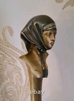 Art Nouveau bronze doré coupe papier avec Boust Femme Signée A. CAROD
