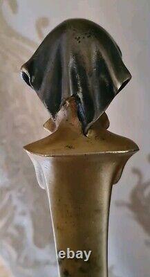 Art Nouveau bronze doré coupe papier avec Boust Femme Signée A. CAROD