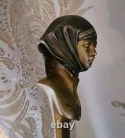 Art Nouveau bronze doré coupe papier avec Boust Femme Signée A. CAROD
