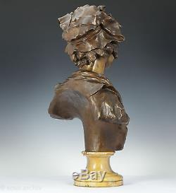 Art nouveau Buste une jeune Femme Bronze multicolore patiné Env. 1890