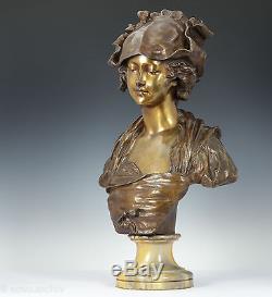 Art nouveau Buste une jeune Femme Bronze multicolore patiné Env. 1890
