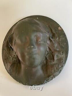 Art nouveau bronze visage femme mucha Hector Guimard