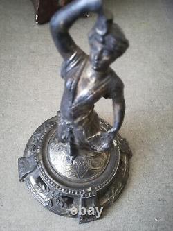 Art nouveau statue sur pied métal argenté orfèvrerie Dilecta femme