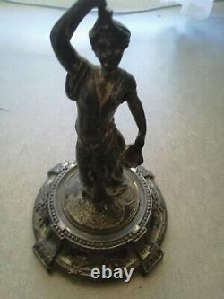Art nouveau statue sur pied métal argenté orfèvrerie Dilecta femme