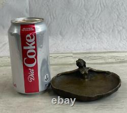 Arts Et Métiers Cendrier En Bronze Cuivré Art Nouveau Femme Nue Cadeau