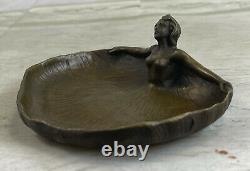 Arts Et Métiers Cendrier En Bronze Cuivré Art Nouveau Femme Nue Cadeau