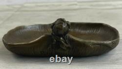Arts Et Métiers Cendrier En Bronze Cuivré Art Nouveau Femme Nue Cadeau